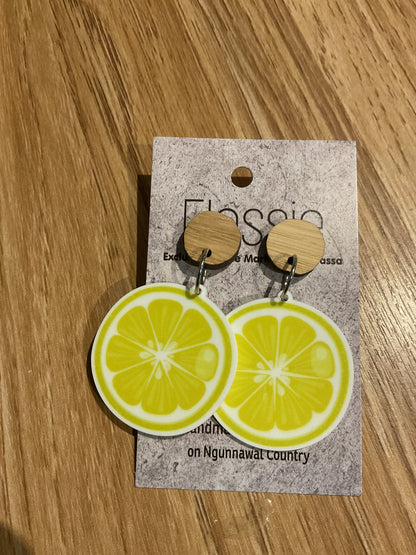*Earrings Sliced Lemon Dangles