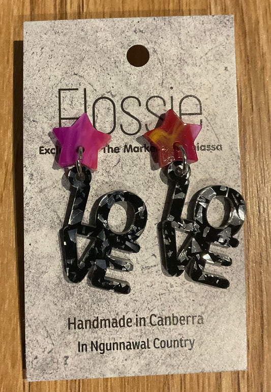 *Earrings Acrylic LOVE Dangles