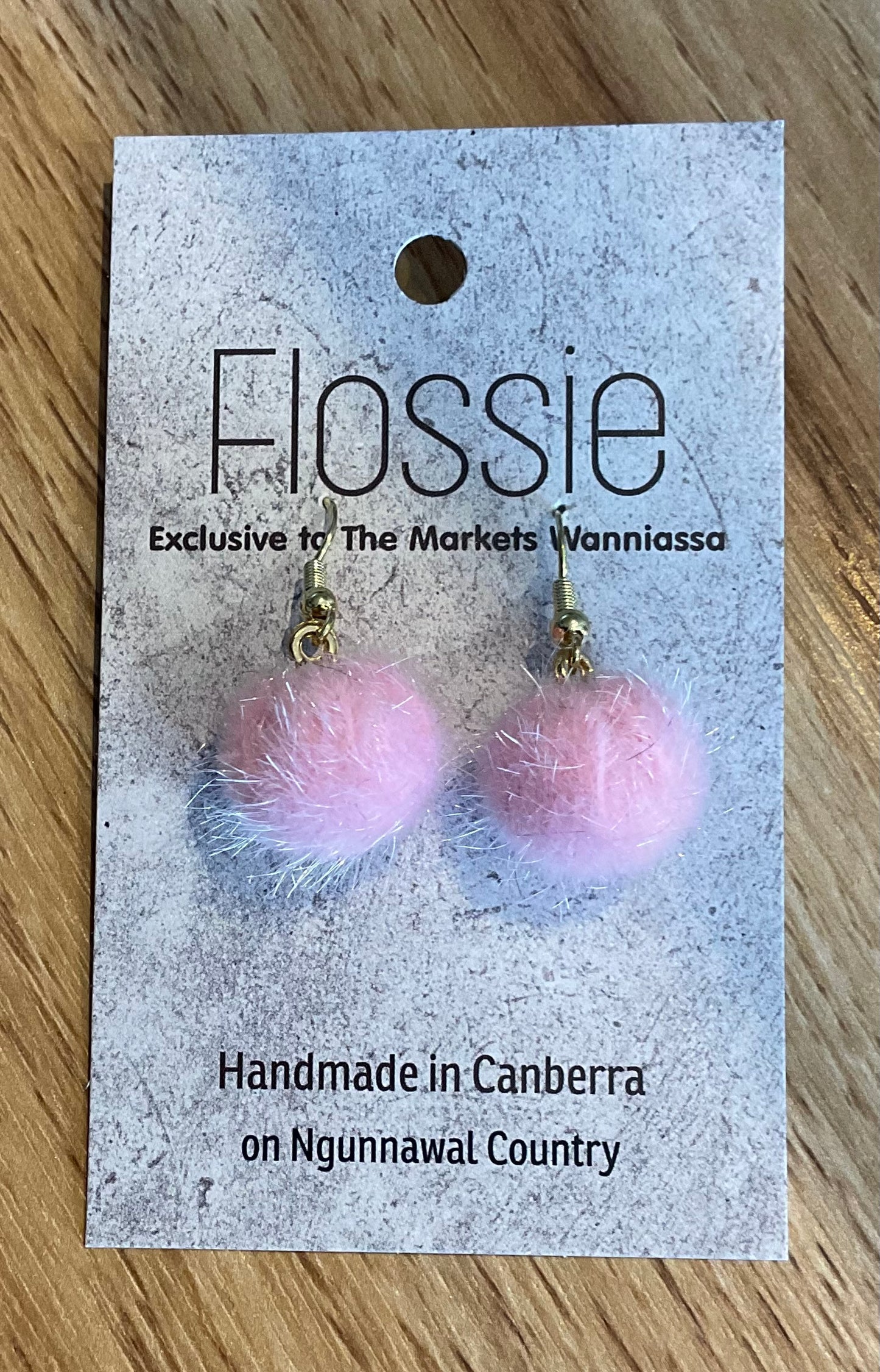 *Earrings Pink PomPom Dangles