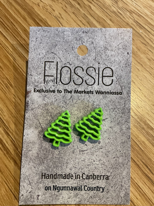 *Earrings Green Tree Studs