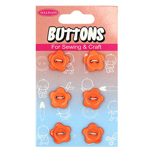 Button Card 6pcs - Orange Flowers