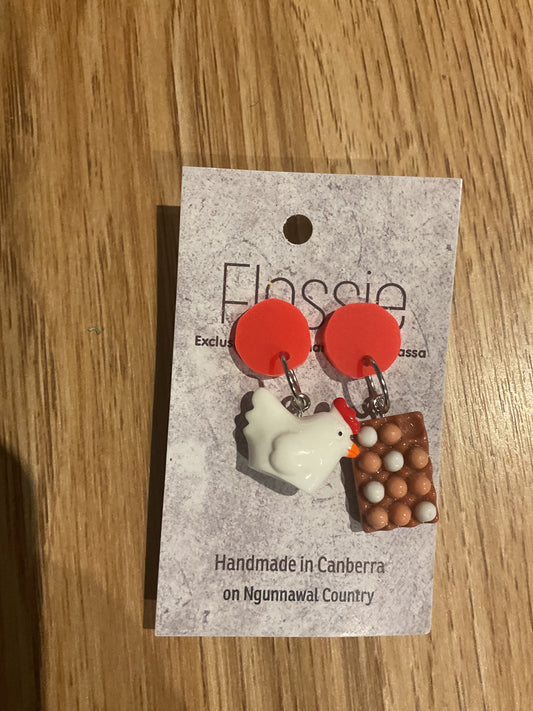 *Earrings Chicken & Eggs Dangles