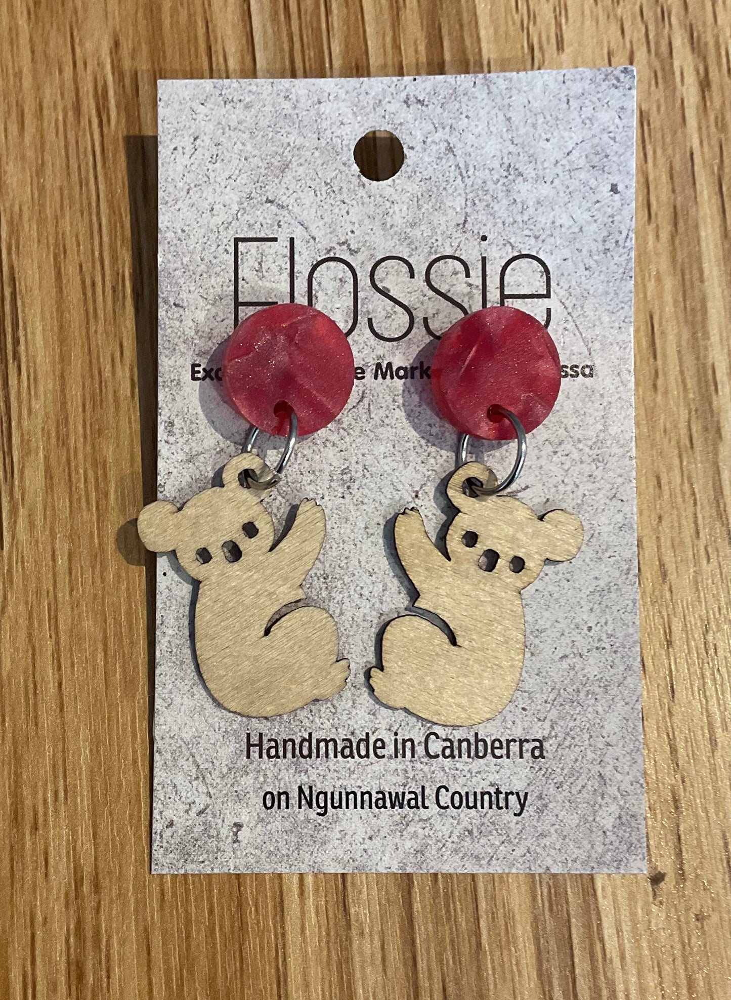 *Earrings Wooden Koala Dangles