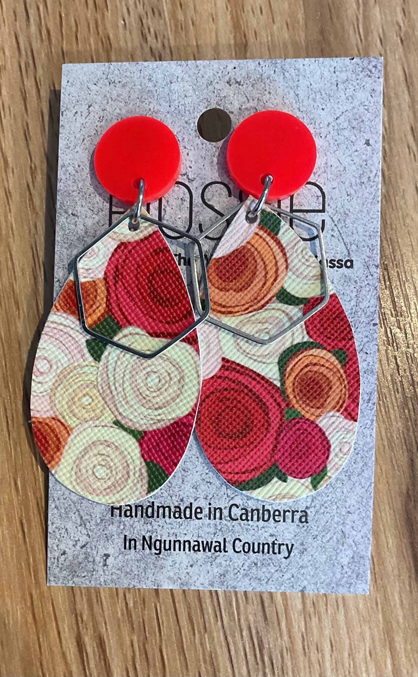 *Earrings Red Rose Dangles