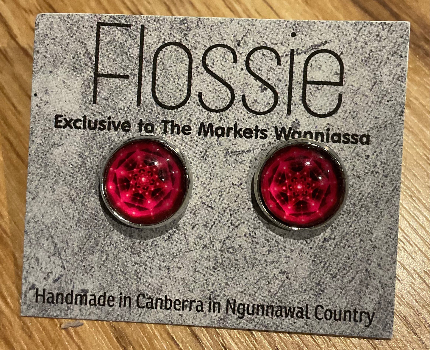 *Earrings Pink Mandala Glass Studs