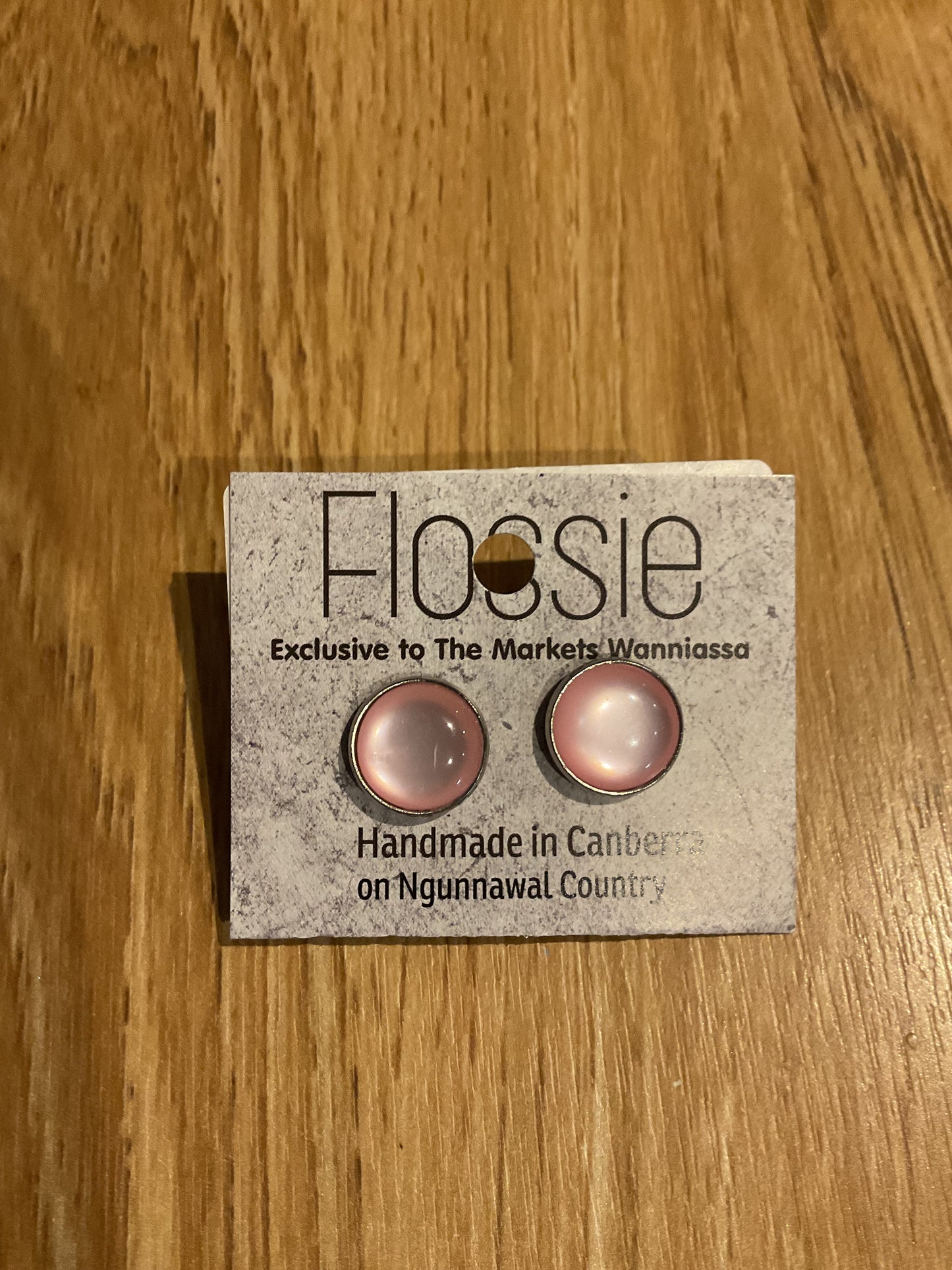 *Earrings Glass Dome Studs Baby Pink