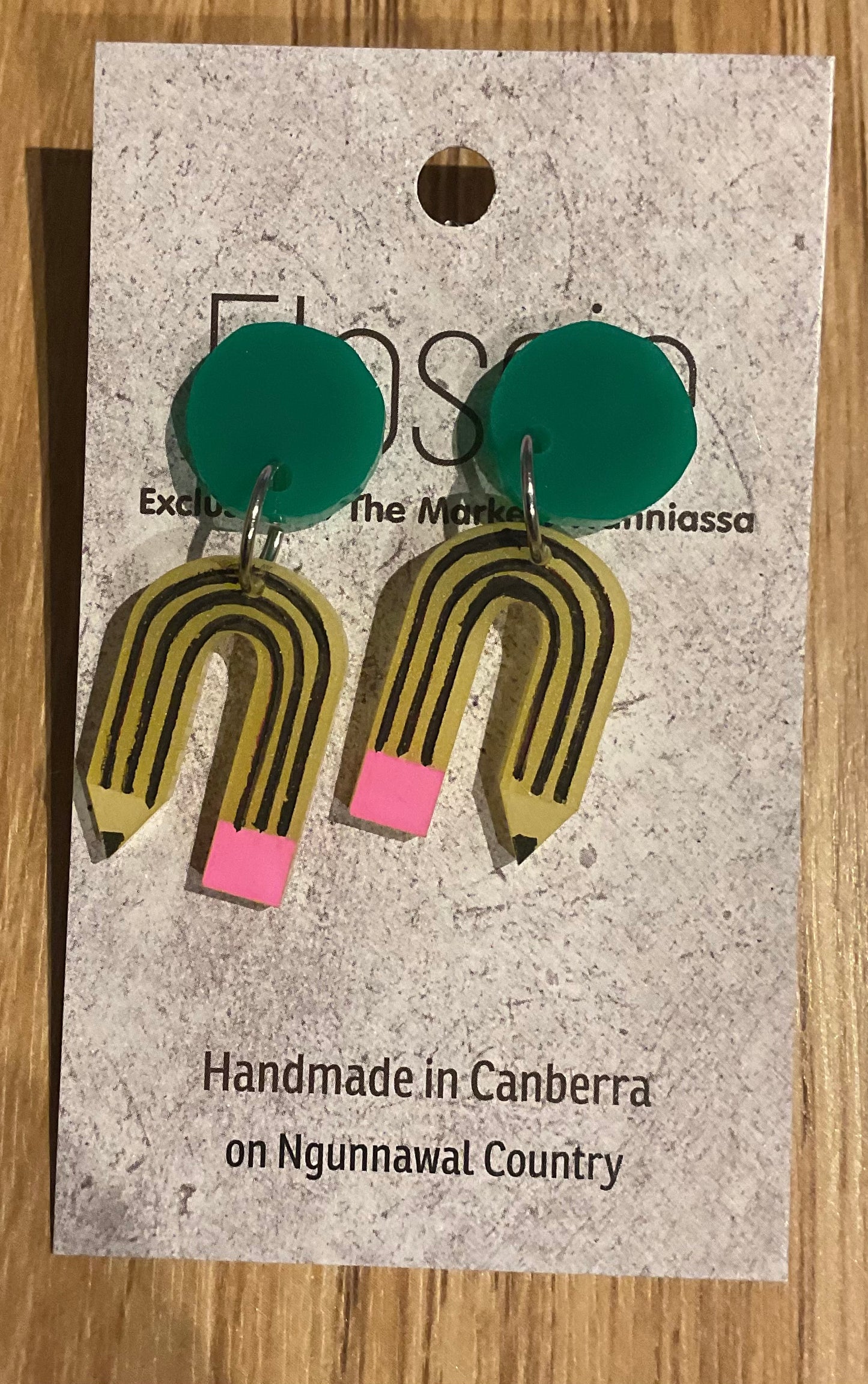 *Earrings Acrylic Hand Painted Pencils Dangles