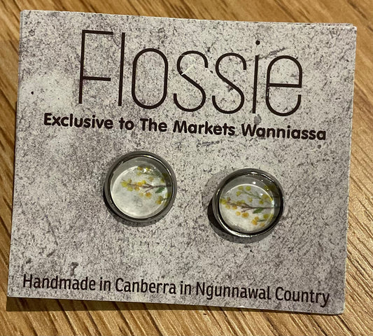 *Earrings Printed Glass Dome Studs