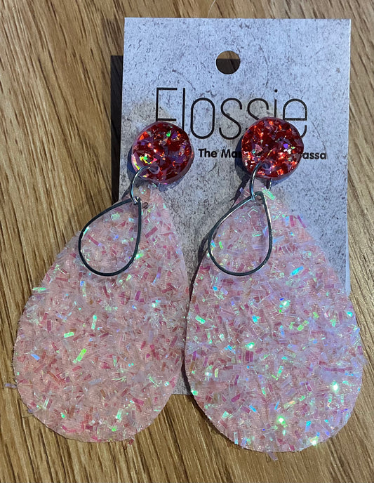 *Earrings Pale Pink Chunky Glitter Dangles