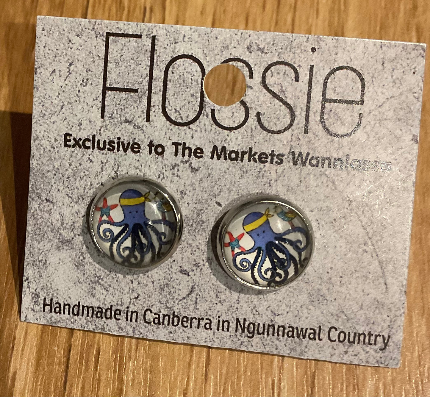 *Earrings Octopus Glass Studs
