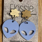 *Earrings Acrylic Blue Alien Dangles