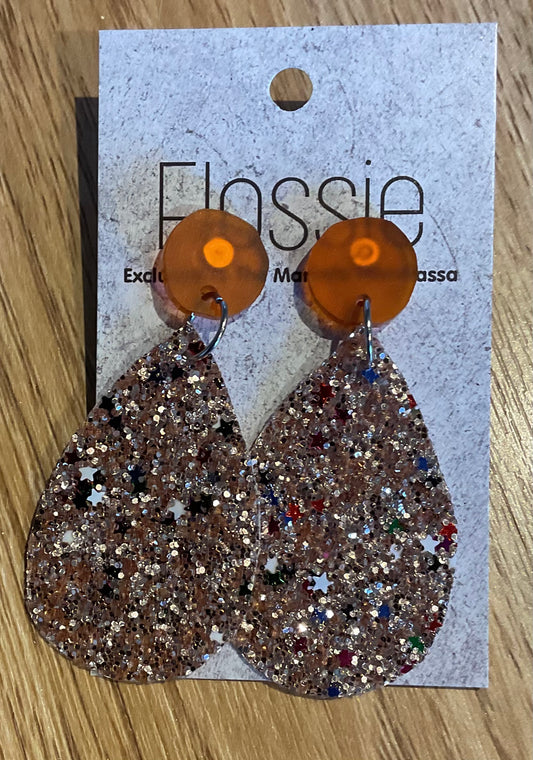 *Earrings Multi Glitter Dangles