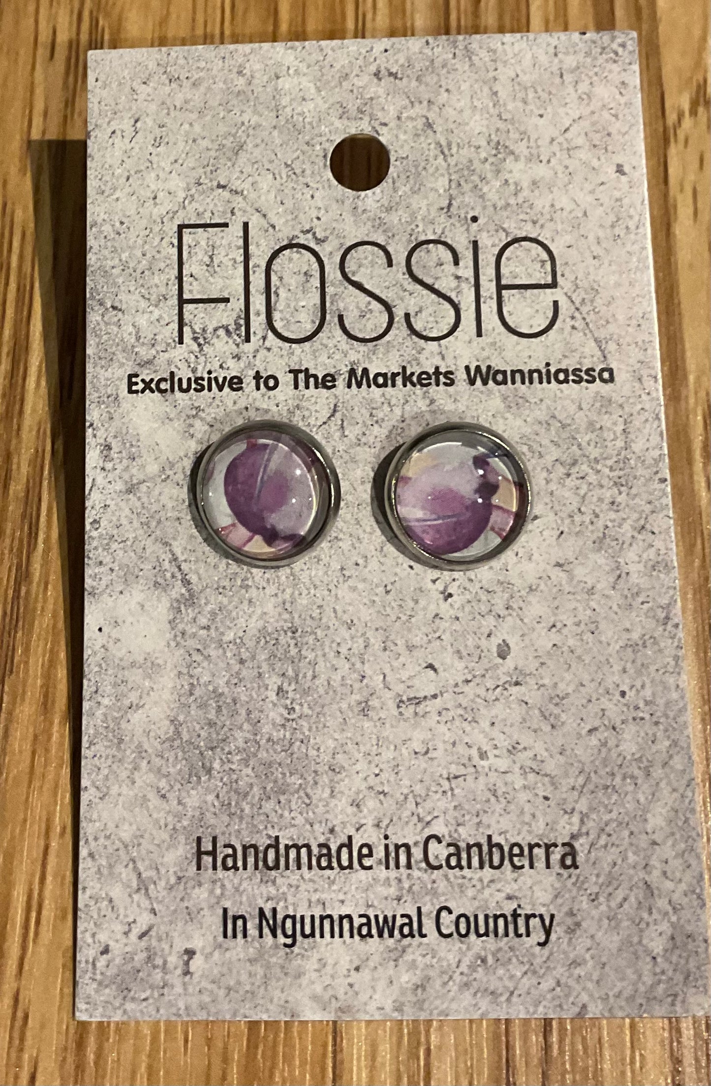 *Earrings Purple Gumnut Glass Studs