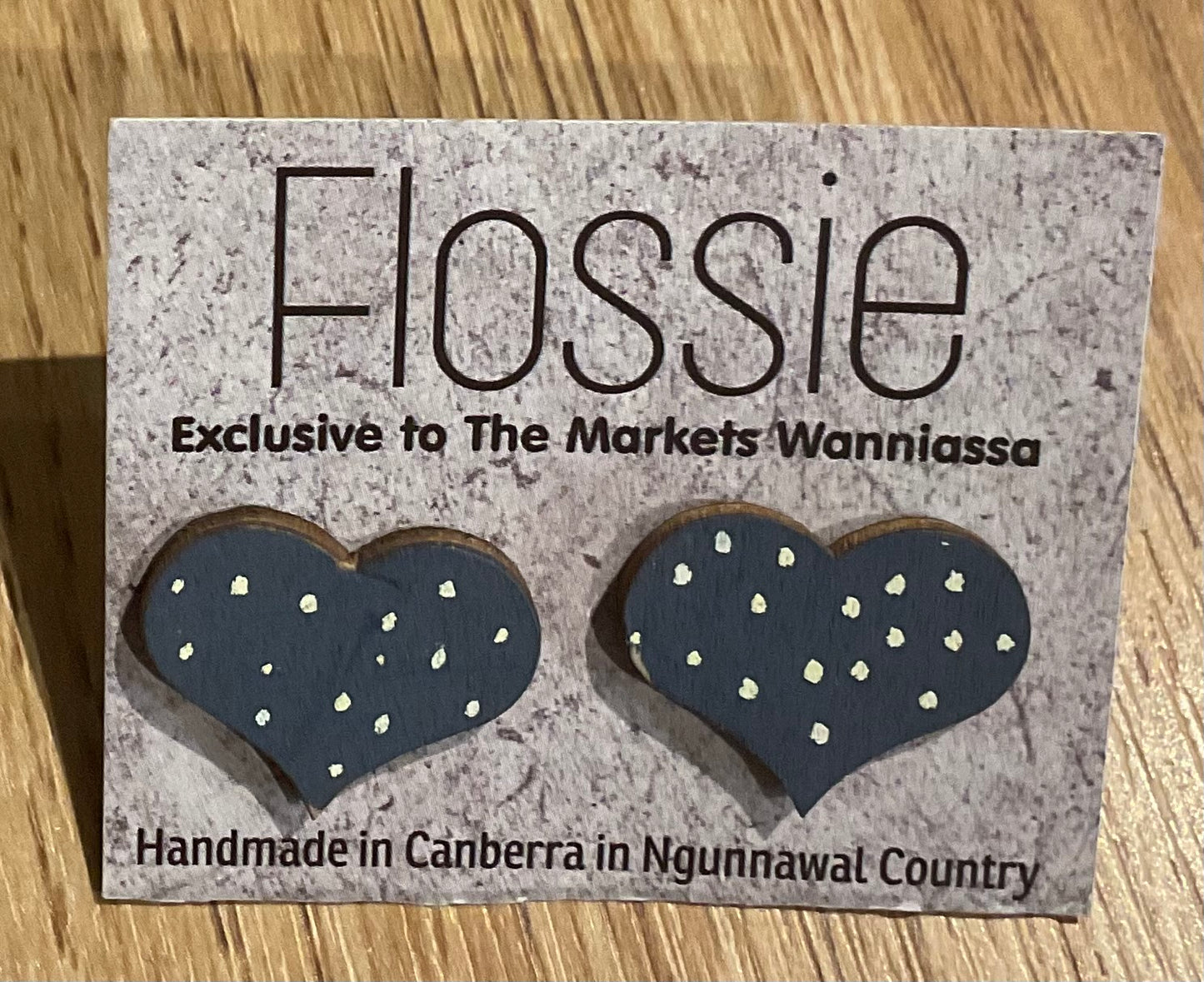 *Earrings Hand Painted Blue Heart Studs