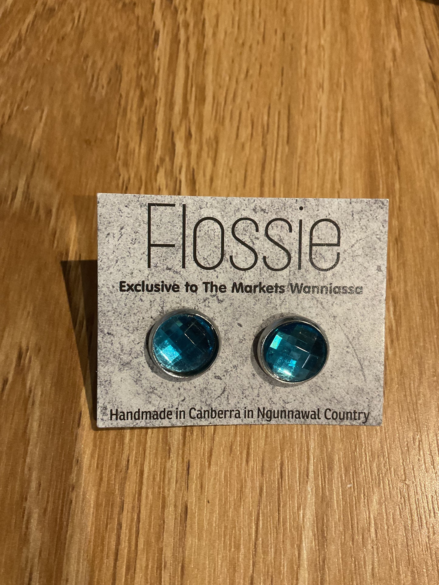 *Earrings Glass Dome Studs Turquoise