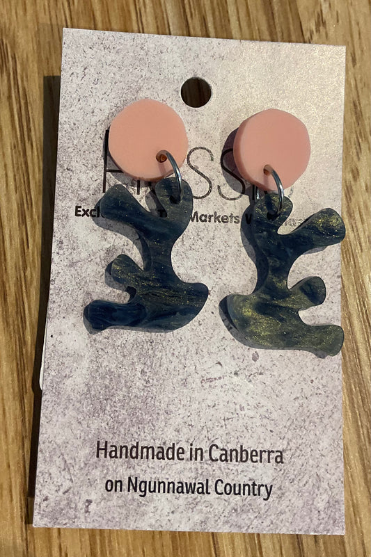 *Earrings Acrylic Blue Coral Dangles