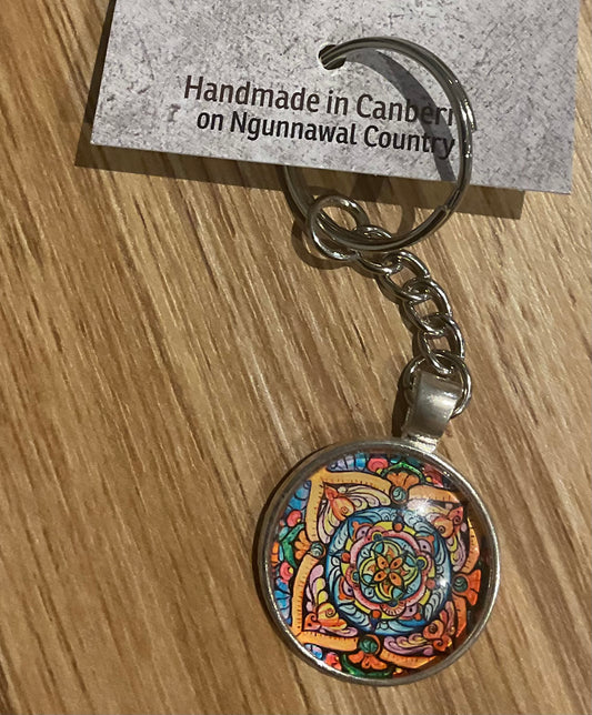 *Glass Dome Keychain Silver