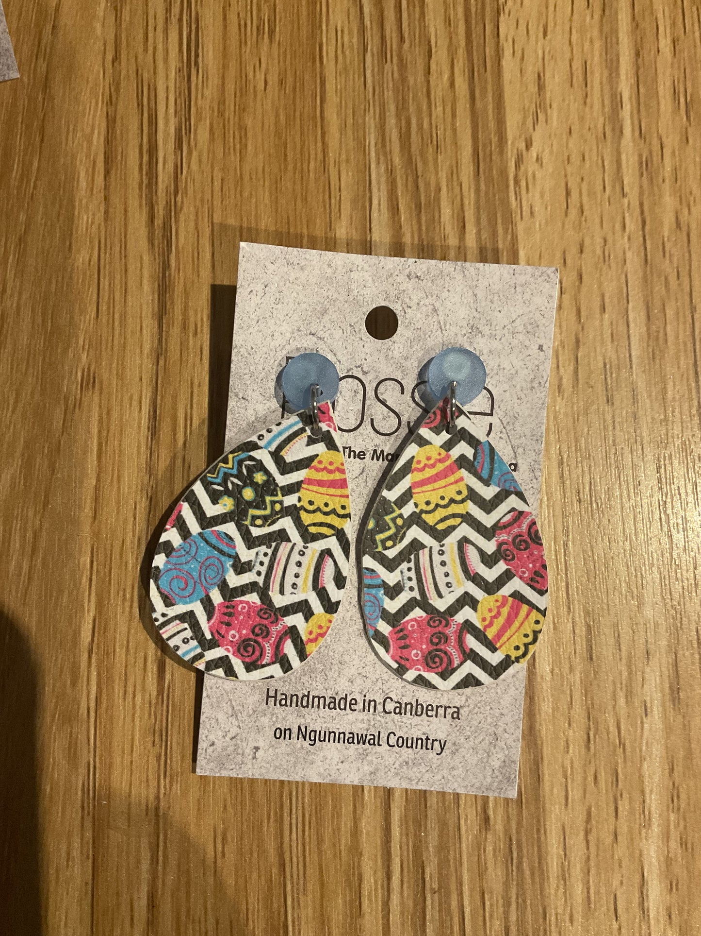 *Earrings Vinyl Easter Egg Print Dangles