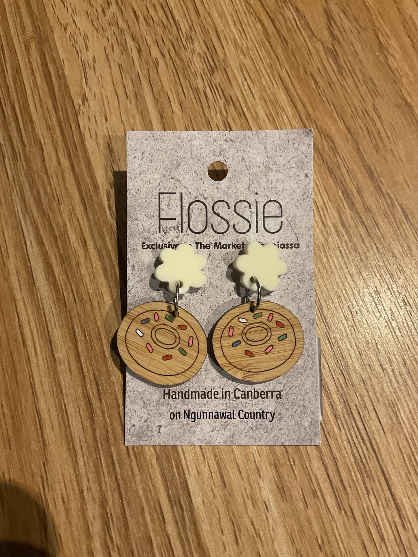 *Earrings Doughnut Handpainted Dangles