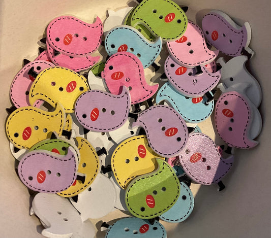 *Loose Buttons -Wooden Printed Birds