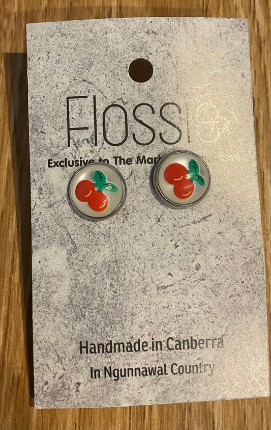 *Earrings Cherry Dome Studs