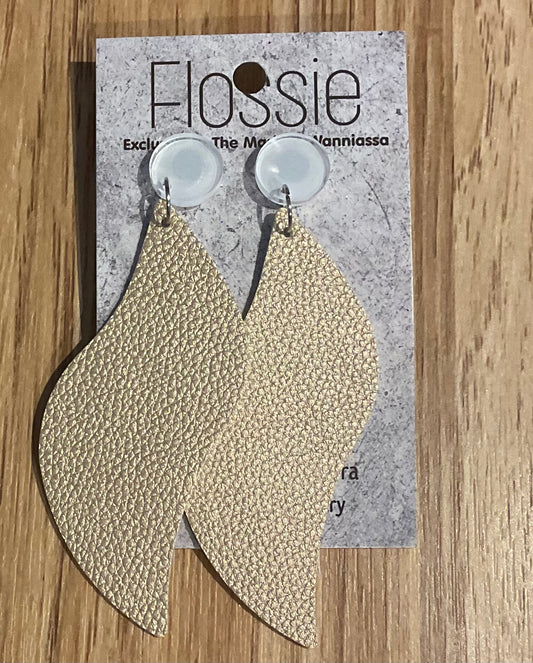 *Earrings Faux Leather Gold Wavy Dangles