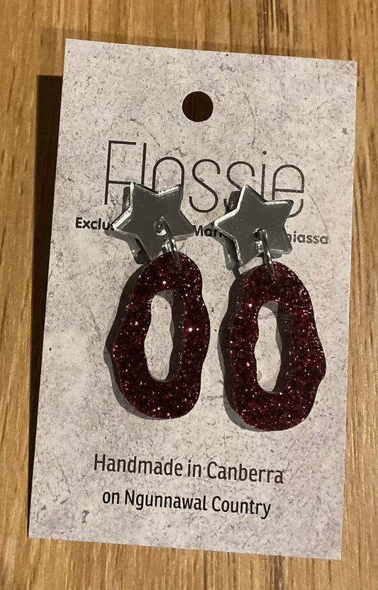 *Earrings Acrylic Glitter Pink Dangles