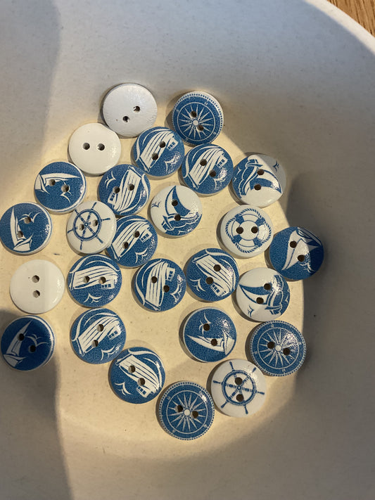 *Loose Buttons -Wooden Sailing Themed