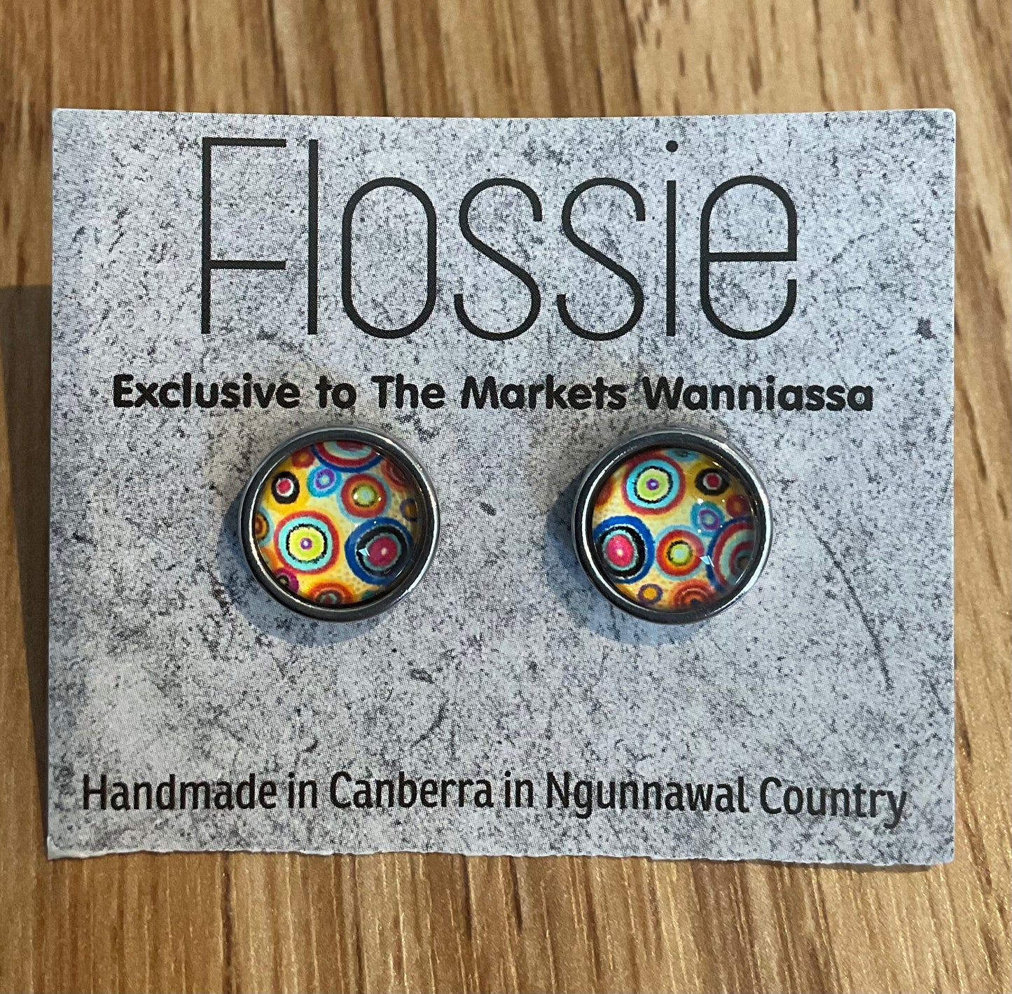 *Earrings Coloured Spots Glass Dome Studs