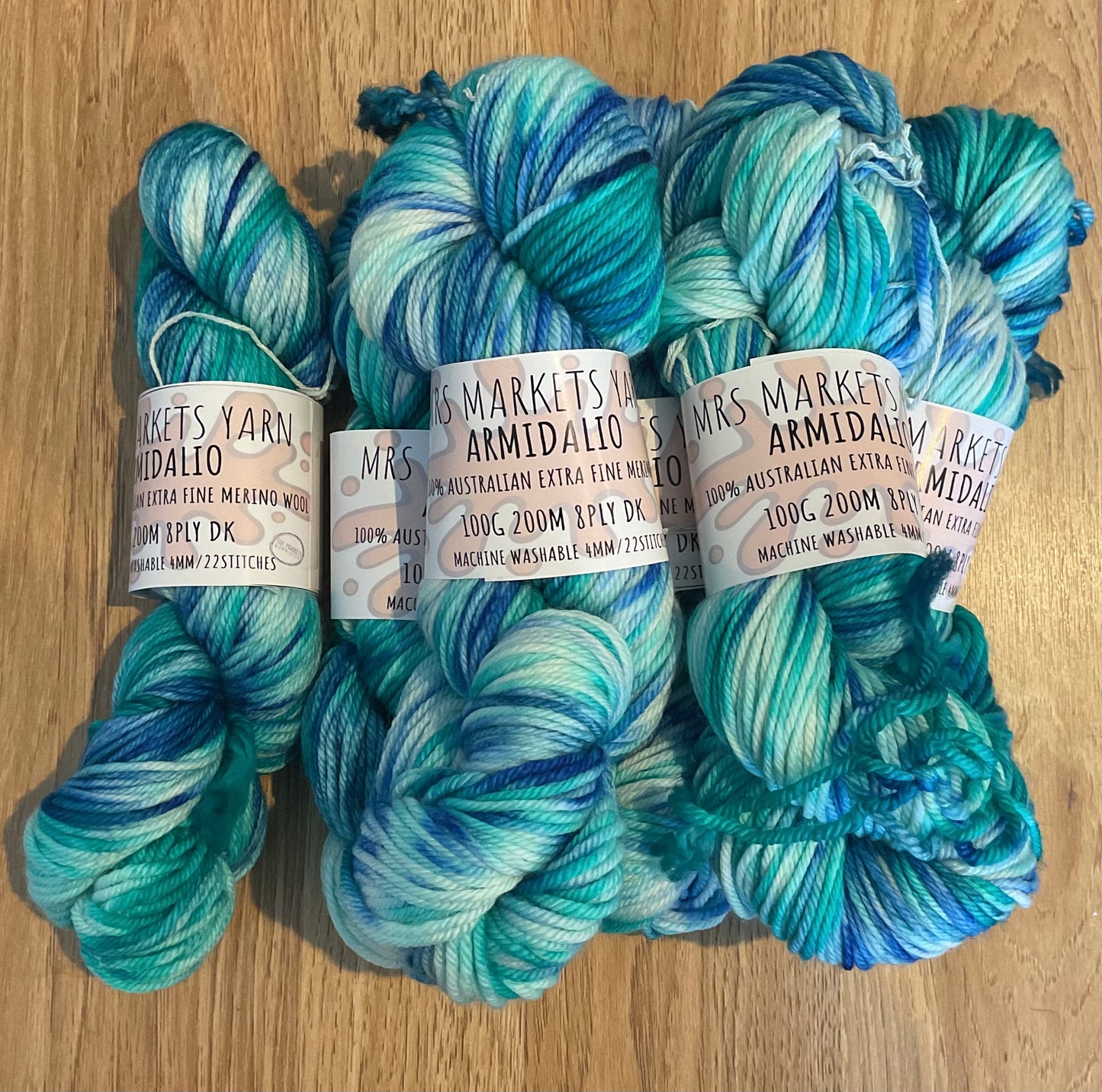 *Armidalio 8ply Hand Dyed Merino Yarn The Bay