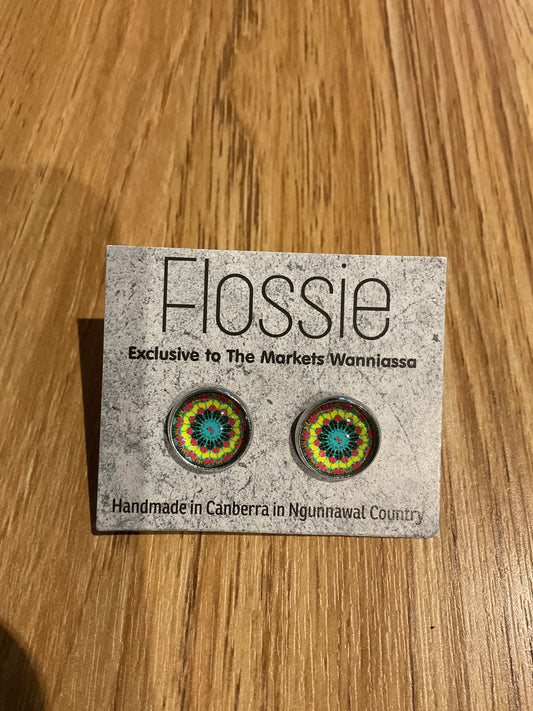*Earrings Mandala Glass Studs