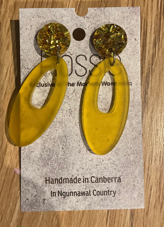 *Earrings Acrylic Yellow Dangles