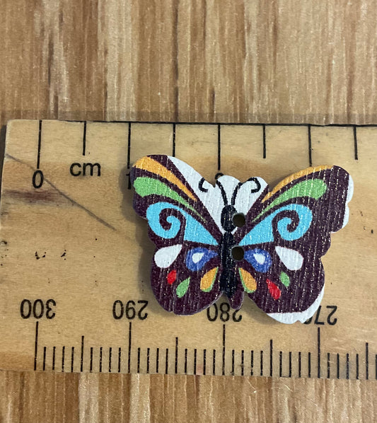 *Loose Buttons - Wooden Printed Butterflies