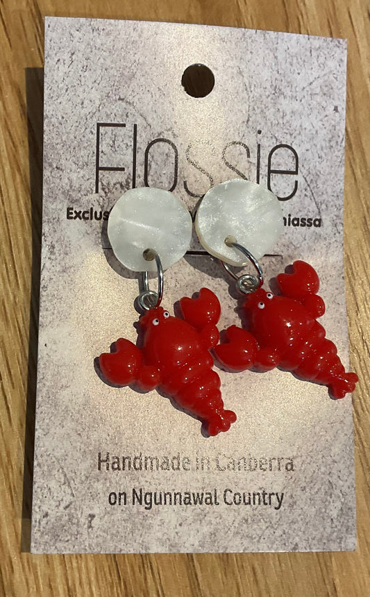 *Earrings Clip on Dangles Lobsters