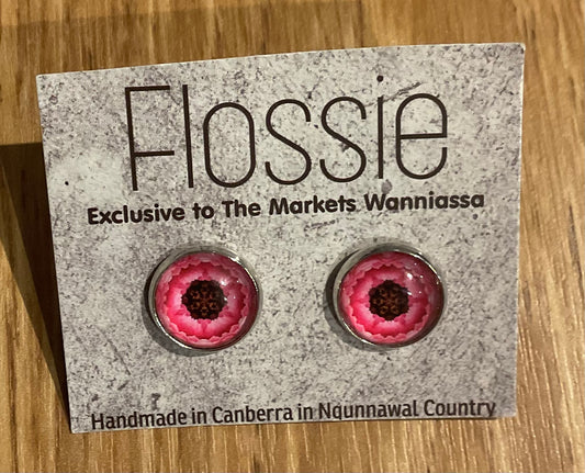 *Earrings Pink Mandala Glass Studs