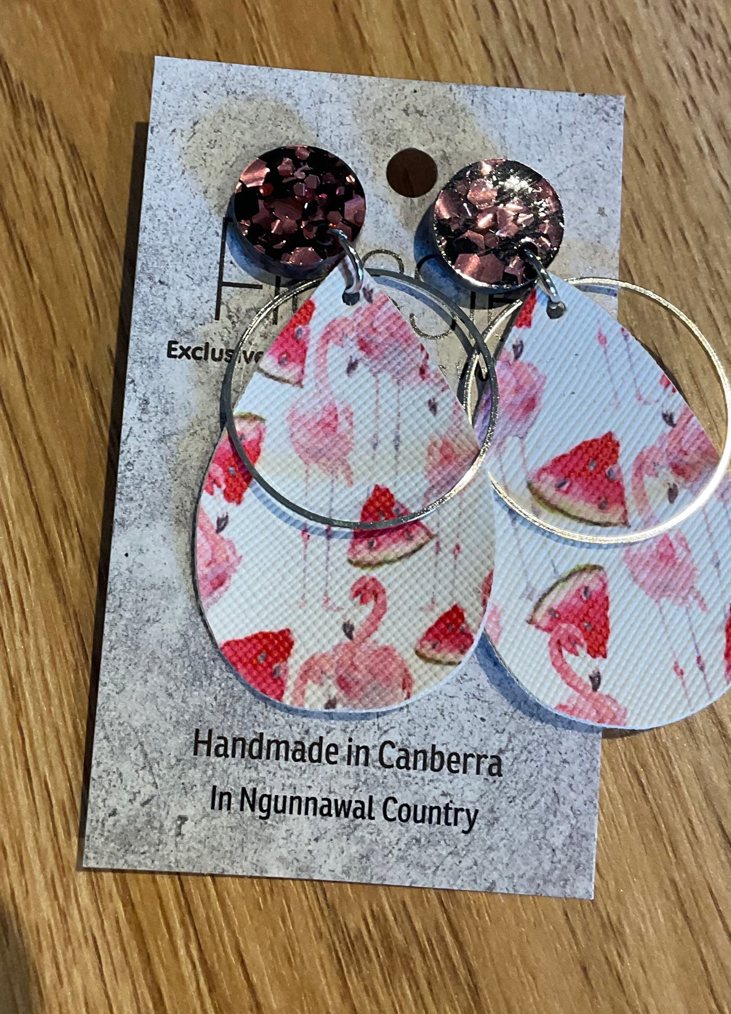 *Earrings Flamingo Watermelon Dangles
