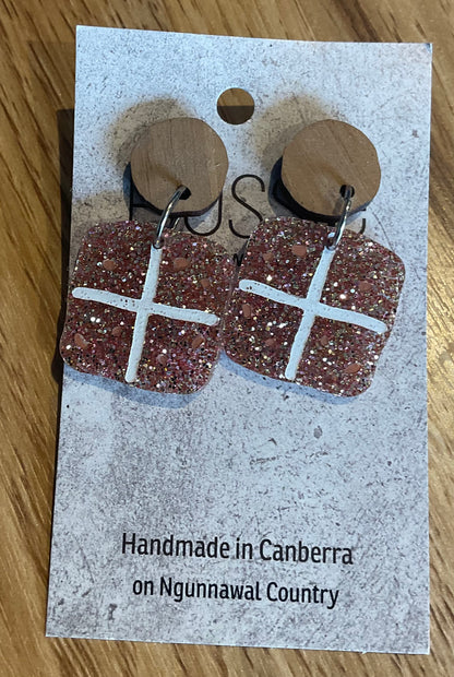 *Earrings Hot Cross Bun Dangles