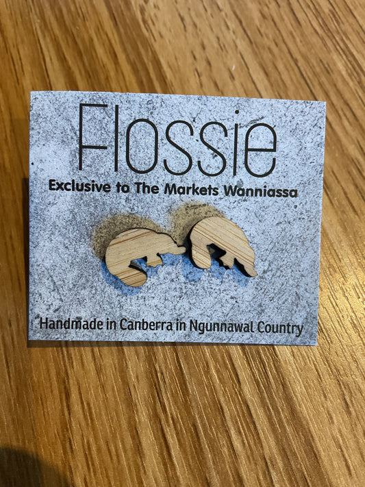 *Earrings Platypus Wooden Studs