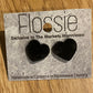 *Earrings Black Shiny Heart Studs