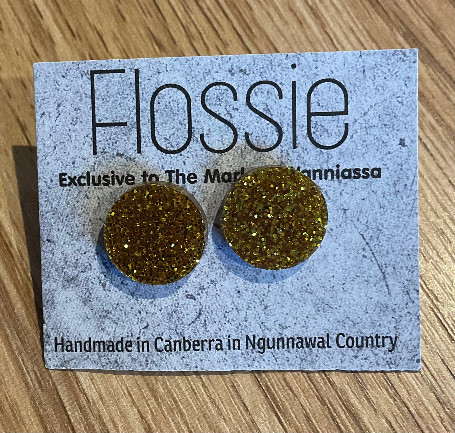 *Earrings Glitter Yellow Studs