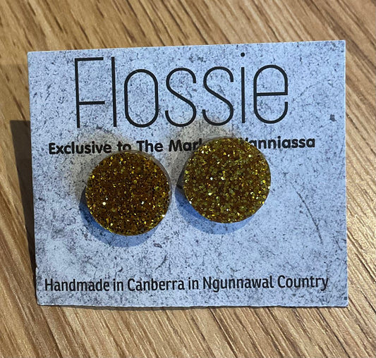 *Earrings Glitter Yellow Studs