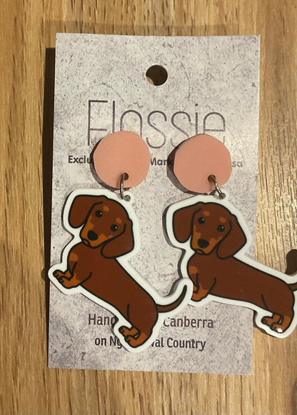 *Earrings Sausage Dog Dangles