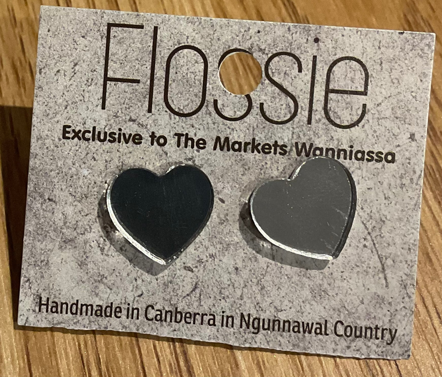 *Earrings Mirror Heart Studs