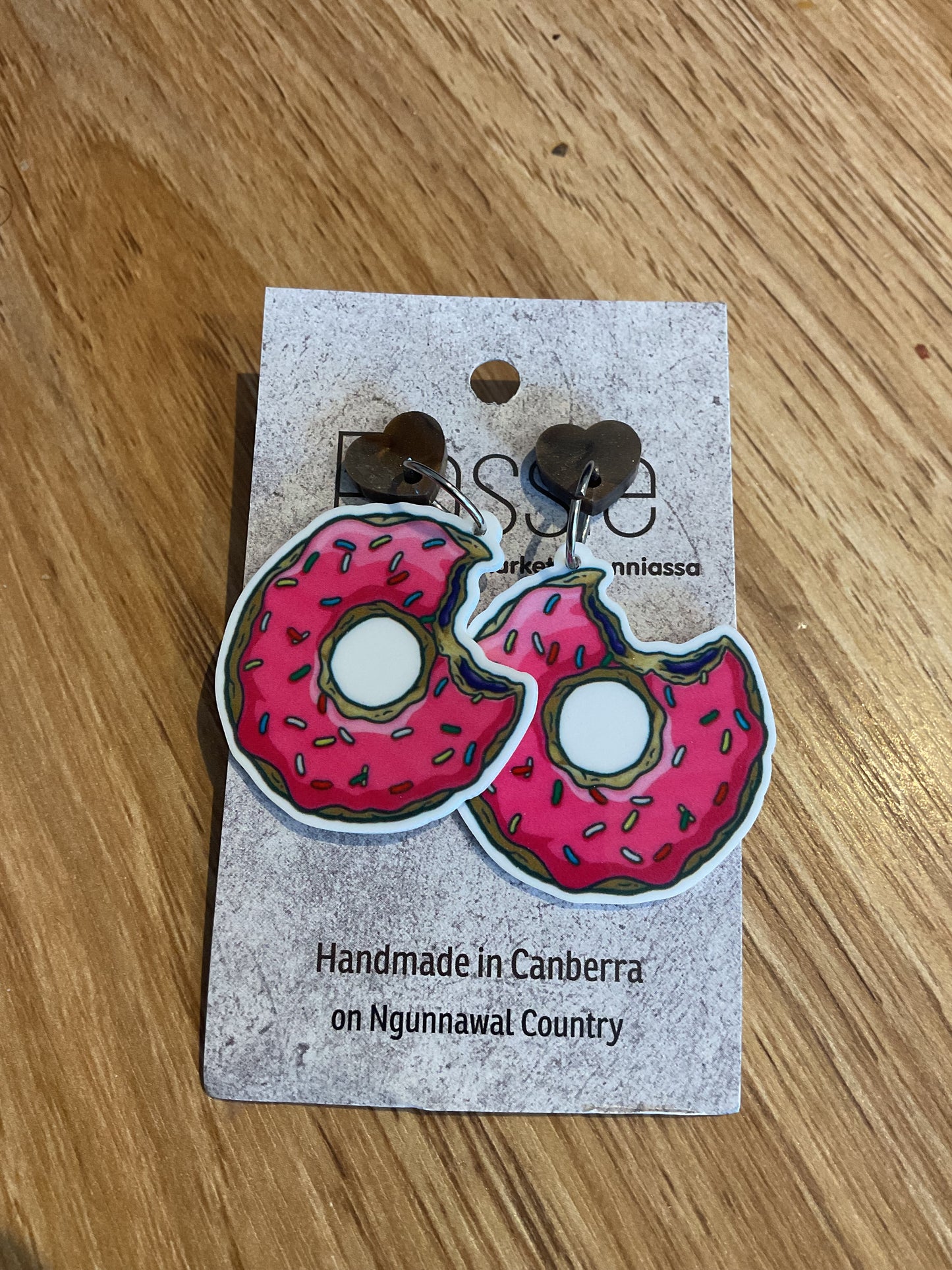 *Earrings Pink Doughnut Dangles