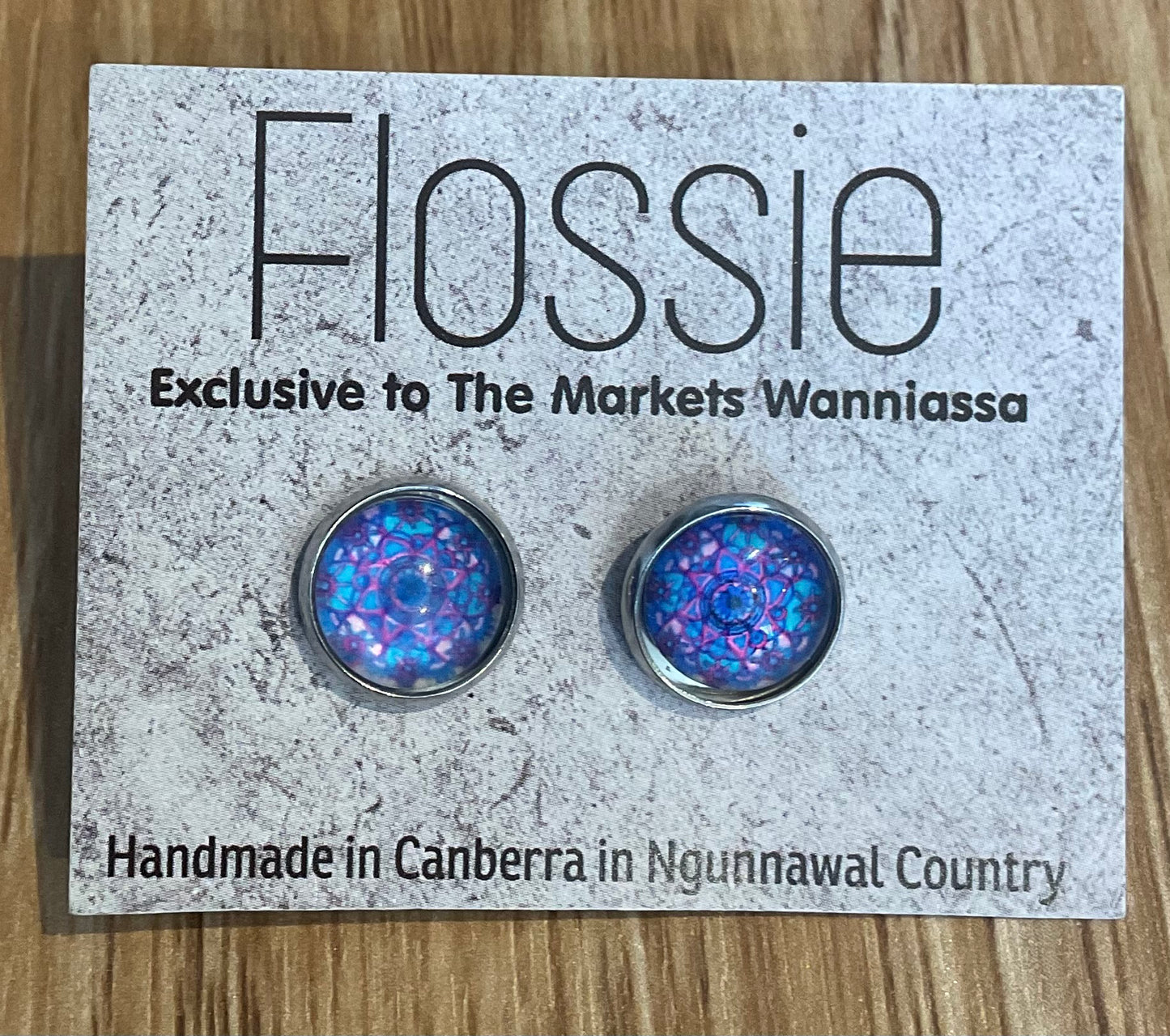 *Earrings Mandala Glass Dome Studs
