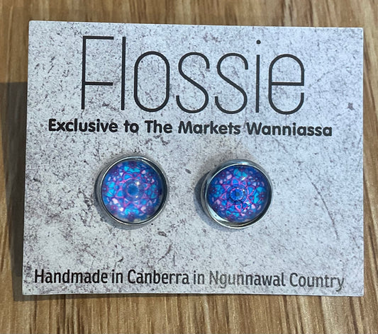 *Earrings Mandala Glass Dome Studs
