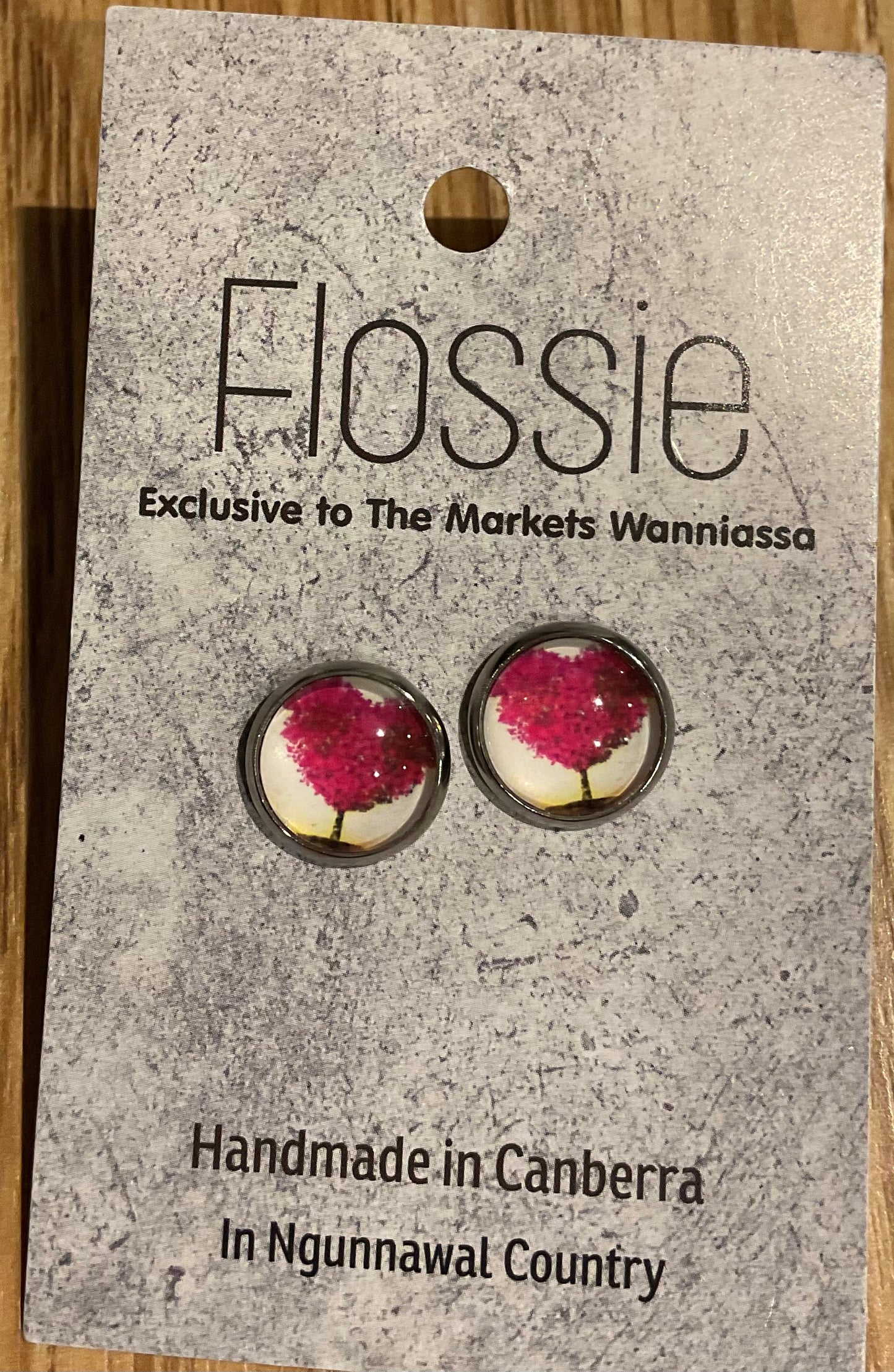 *Earrings Pink Tree Glass Studs