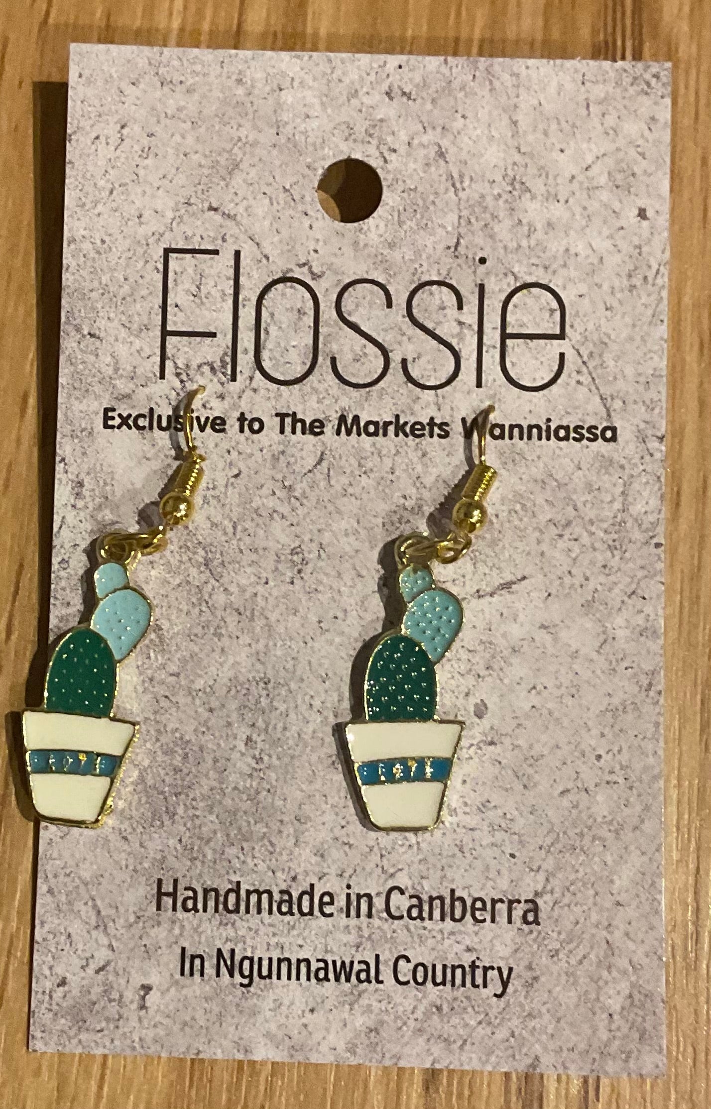 *Earrings Gold Plated Cactus Dangles