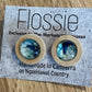 *Earrings Wooden Blue Marble Dome Studs