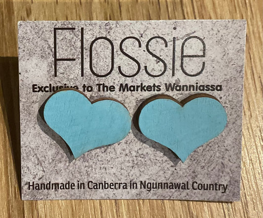 *Earrings Hand Painted Sky Blue Heart Studs
